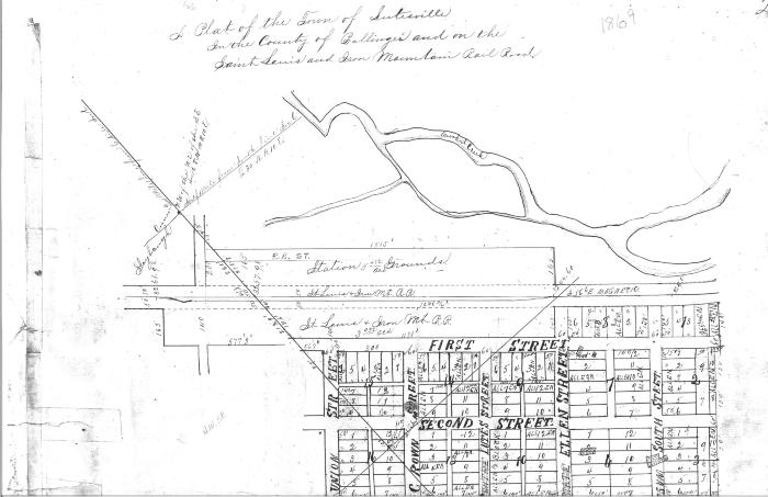 Section of 1869 Lutesville Plat Map
