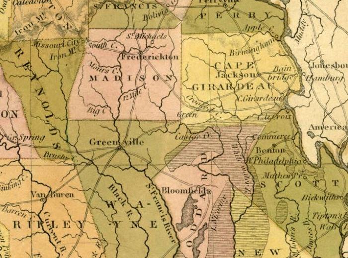 Section of Burr Postal Map (Pre-Bollinger County Map)