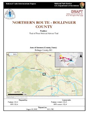 Draft of Bollinger County Trail of Tears National Historic Trail